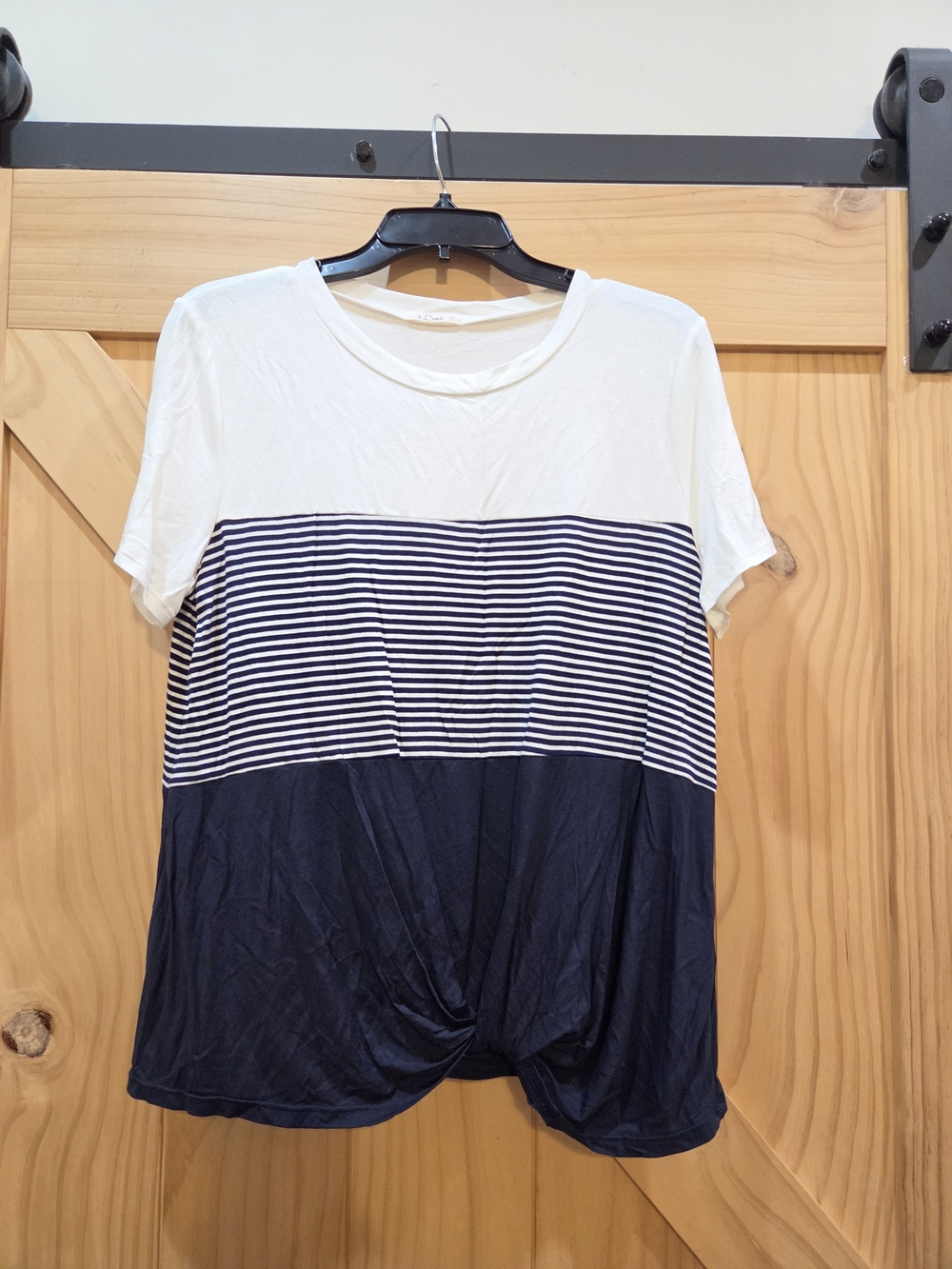 NWOT | E Luna Colorblock Short Sleeve Knot Detail Top | Small